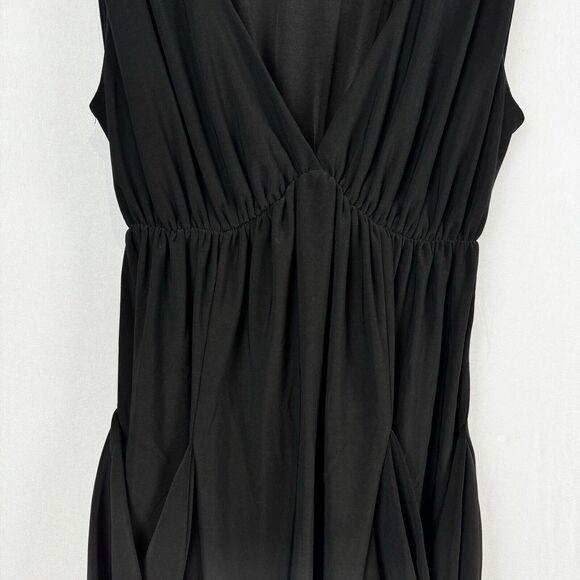Voilà Black Gathered Dress Polyester Spandex Pockets USA Made XS/S LBD - Picture 6 of 11